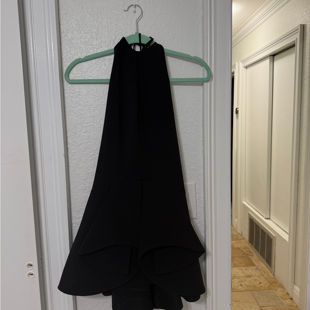 Cameo Black Dress with Halter Neckline